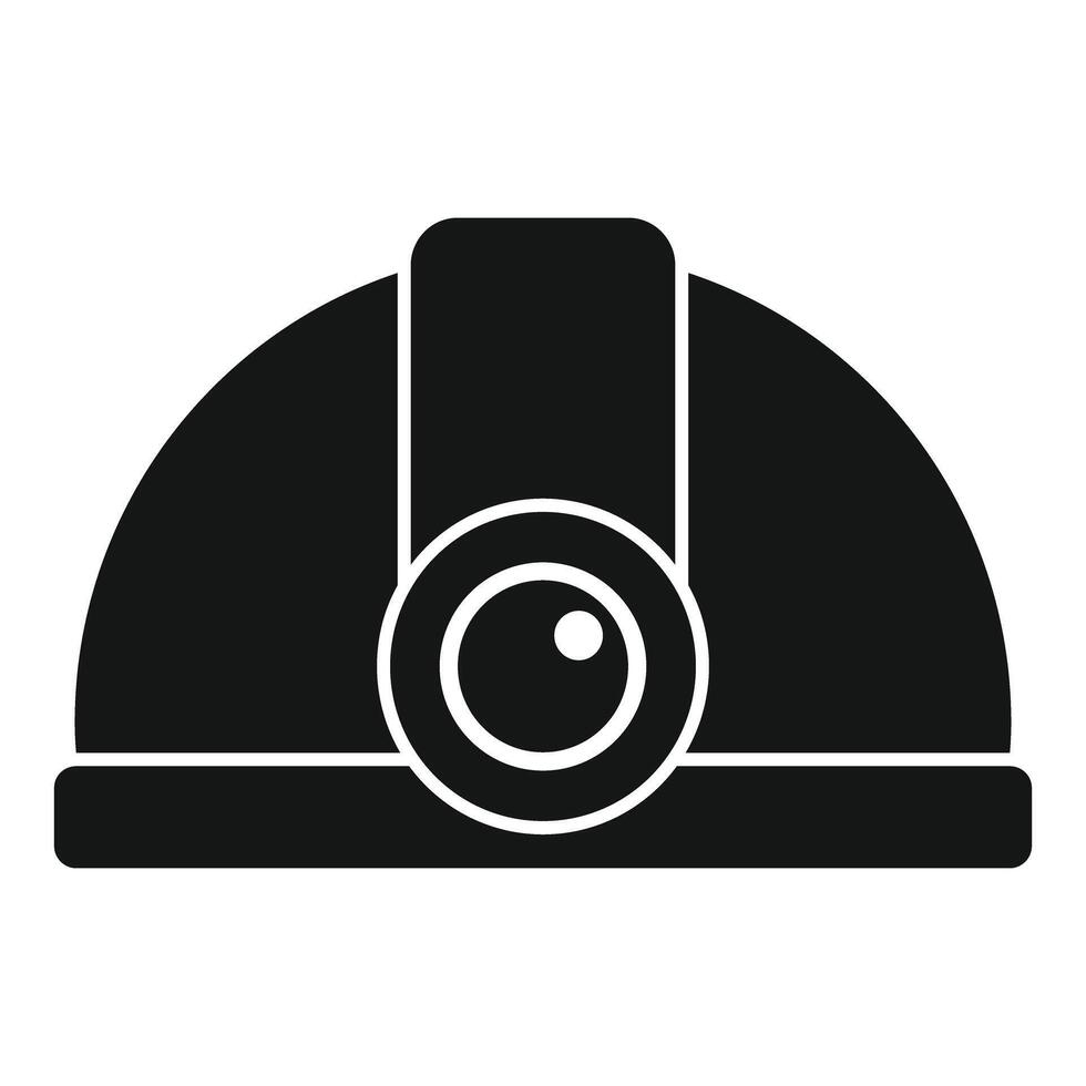 Mining helmet with headlamp keeping miners safe in the dark vector