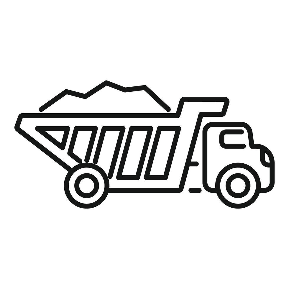 Dump truck carrying load line icon side view vector