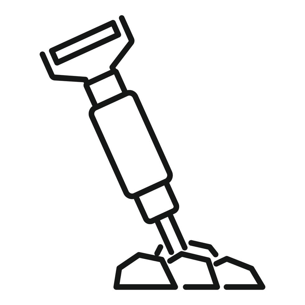 Pneumatic drill breaking ground icon for construction and mining vector