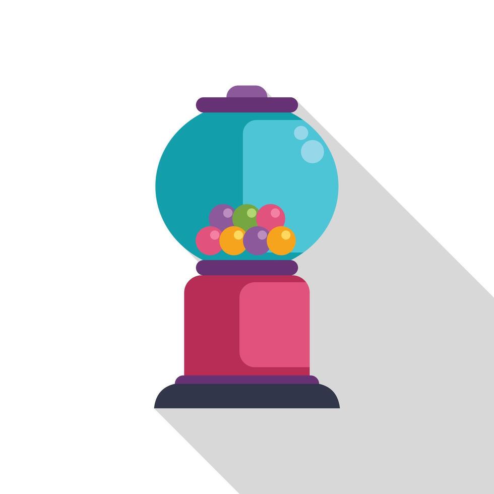 Colorful gumball machine dispensing candy and bubble gum balls vector