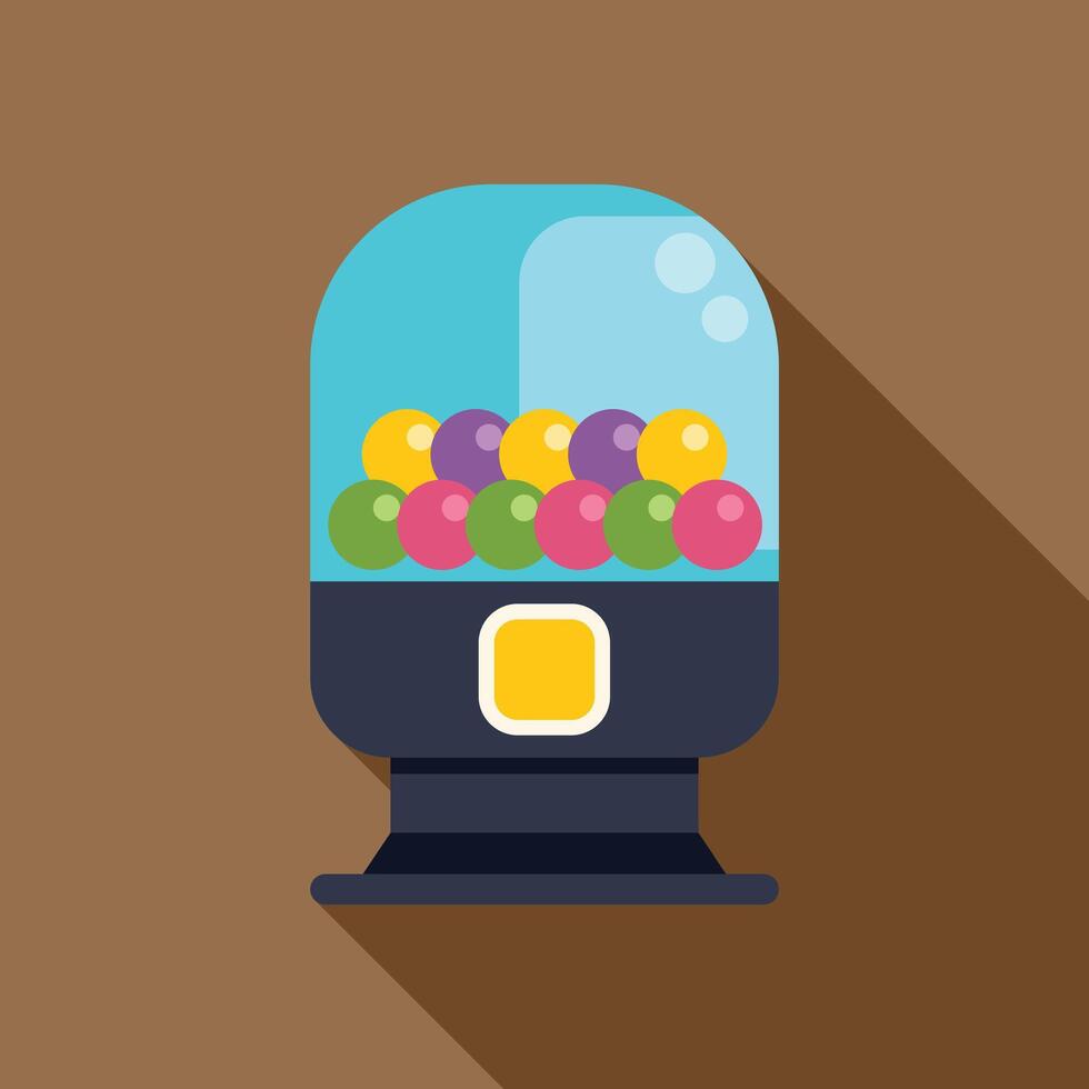 Colorful gumball machine dispensing candy and toys vector