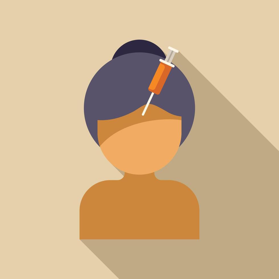 Woman receiving botulinum toxin injection in forehead vector