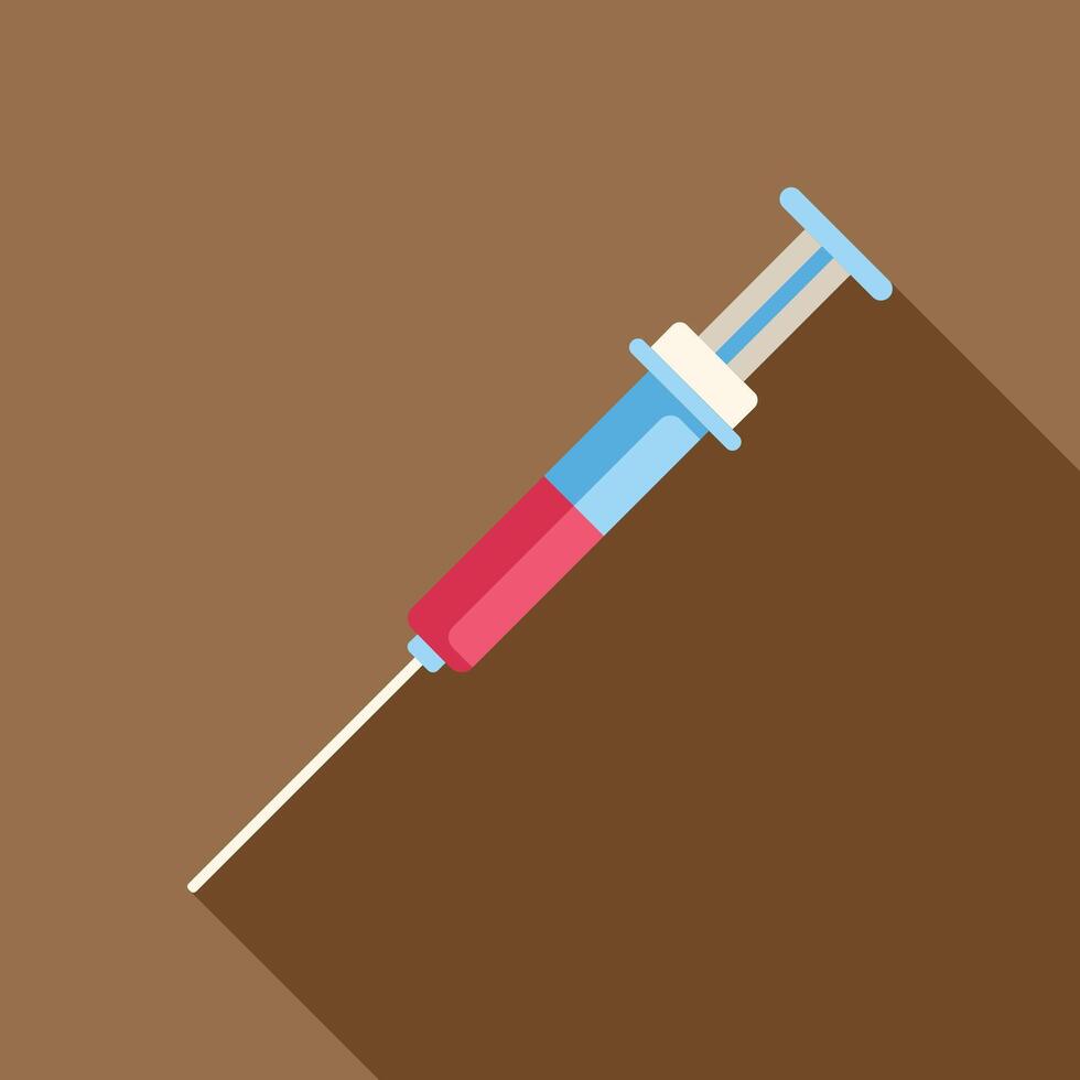 Medical syringe filled with red liquid for injection vector