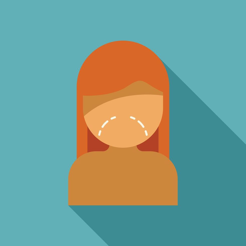 Sad woman crying with tears running down face flat icon vector