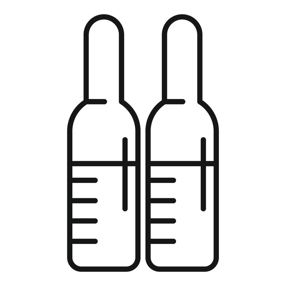Two medical ampoules showing liquid level icon vector