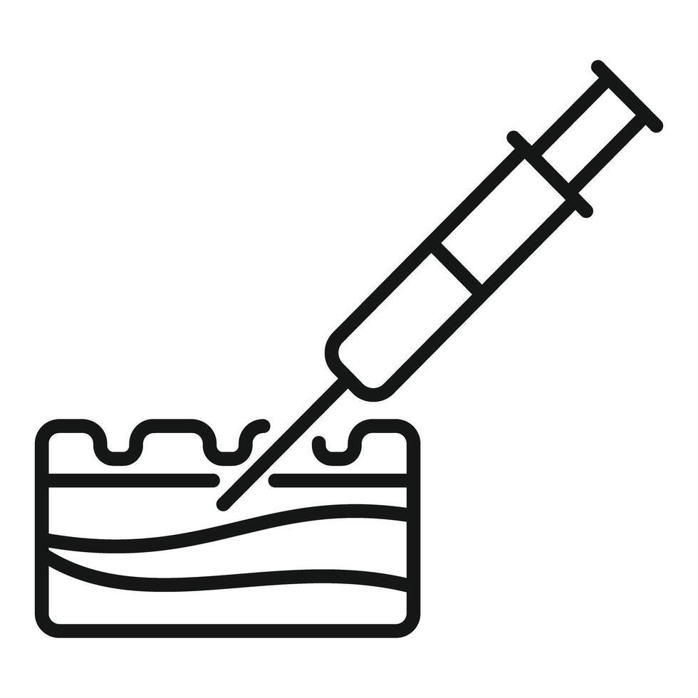 Syringe injecting substance into skin layers icon vector