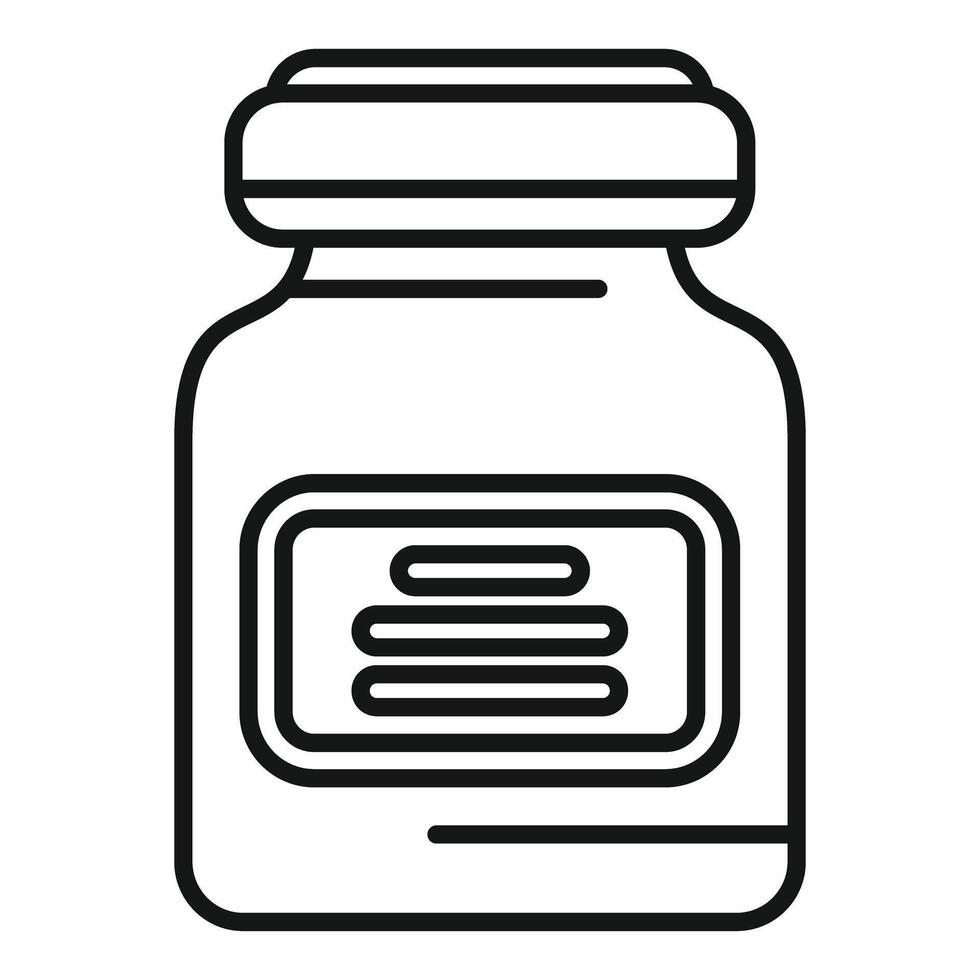 Medical glass bottle having label for pills using in hospital having lid on top icon outline vector