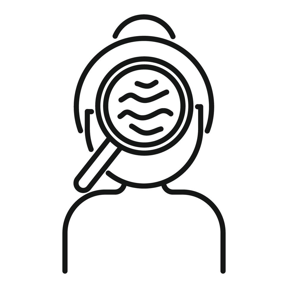 Neurologist analyzing brain waves with magnifying glass icon vector