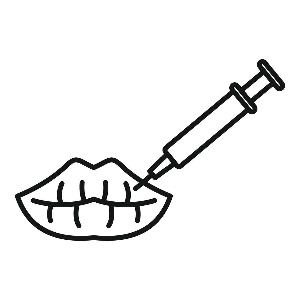 Syringe injecting filler into lips for cosmetic enhancement vector