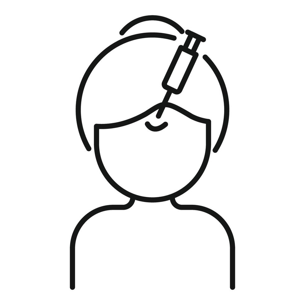 Doctor injecting patient forehead with syringe icon vector