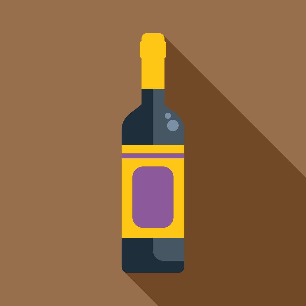 Wine bottle with long shadow standing on brown background vector
