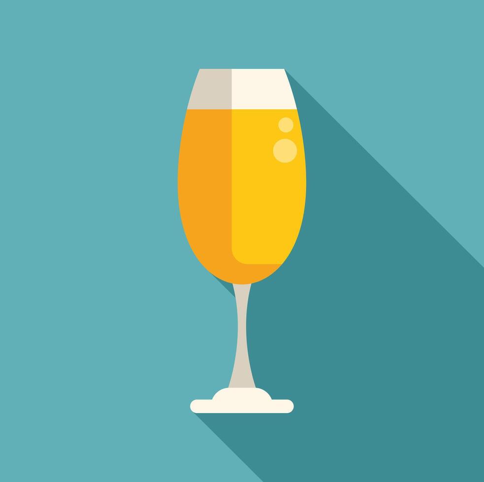 Glass of sparkling wine champagne alcohol drink icon flat design vector