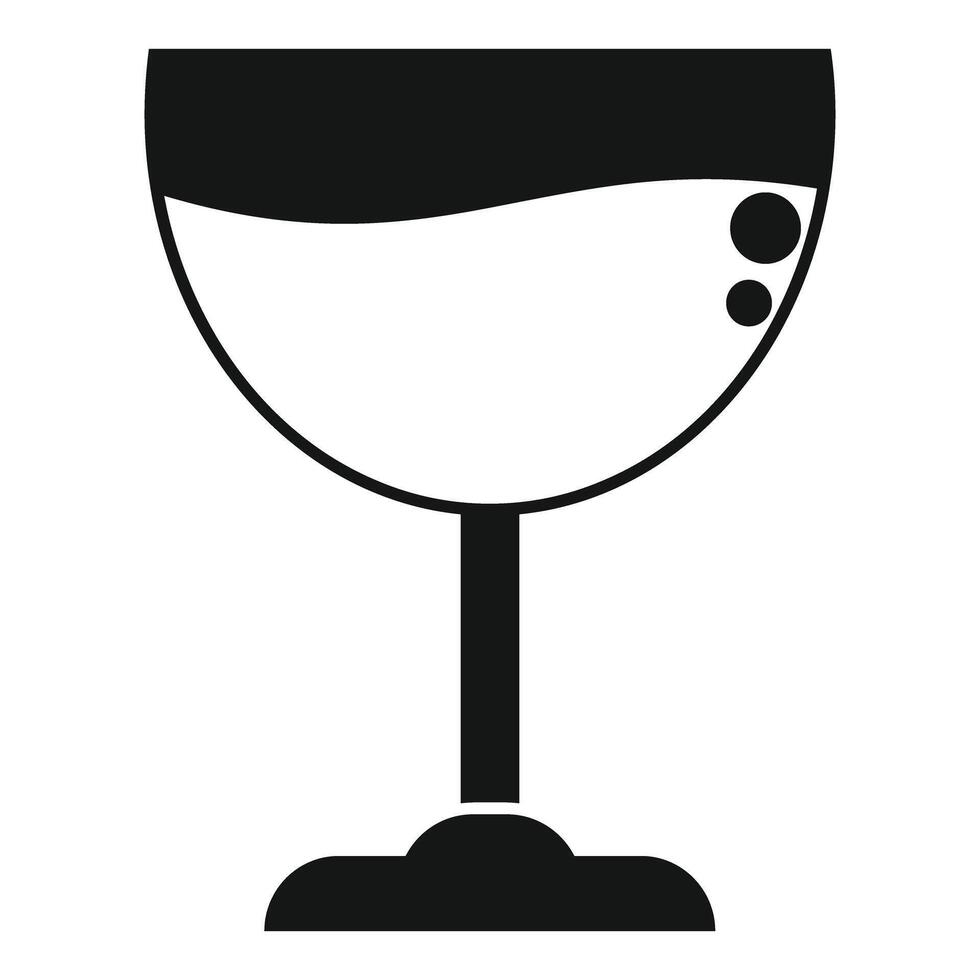 Wineglass with wine forming bubbles icon simple style vector