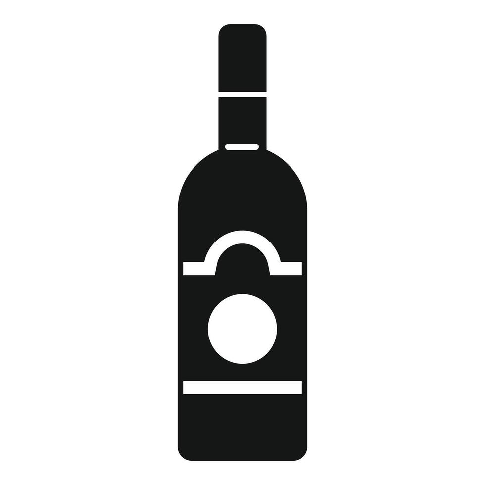 Black bottle of alcohol with blank label icon simple style vector