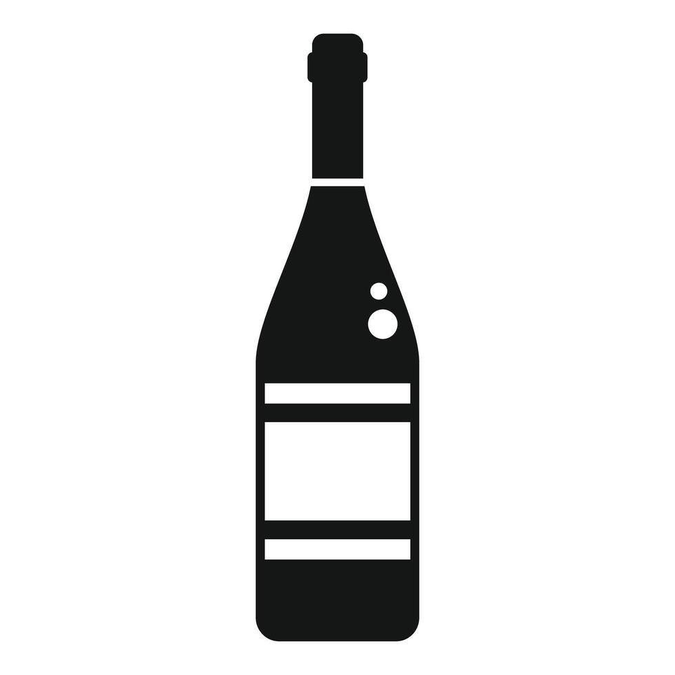 Black silhouette icon of champagne bottle with blank label for branding vector