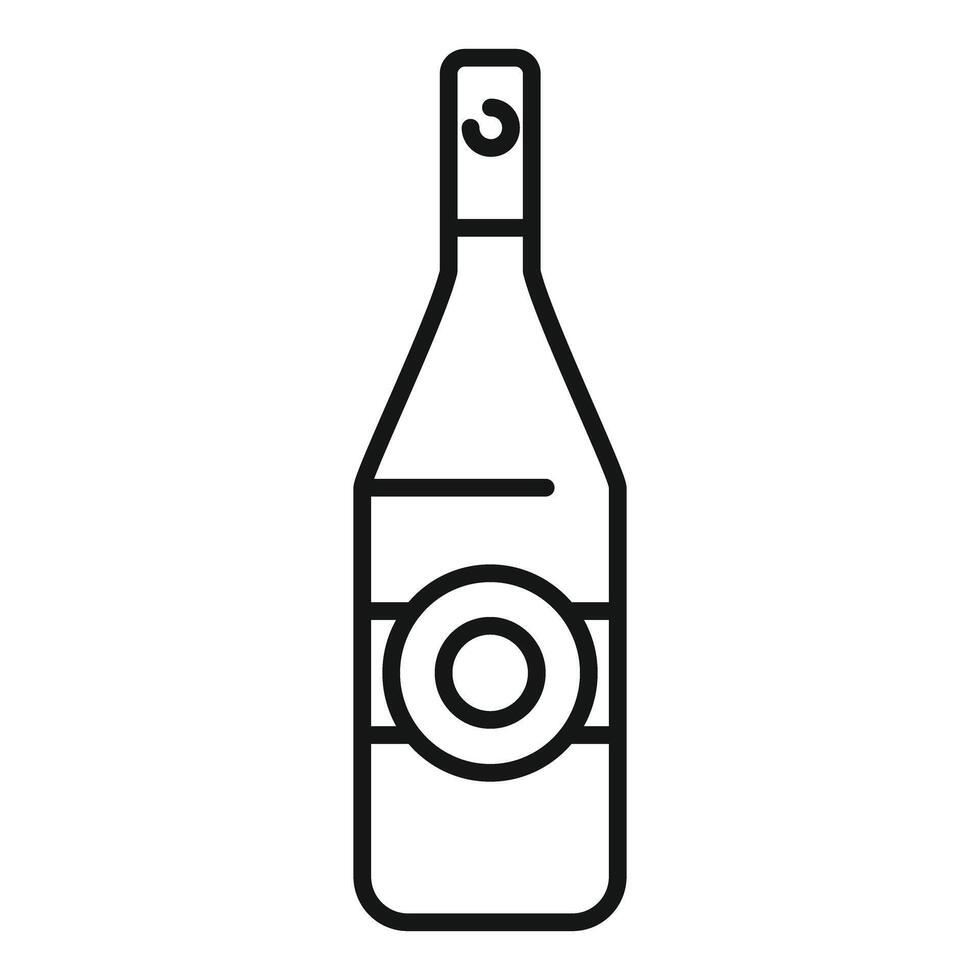 Minimalist icon style illustration of wine bottle with blank label for branding mockup vector