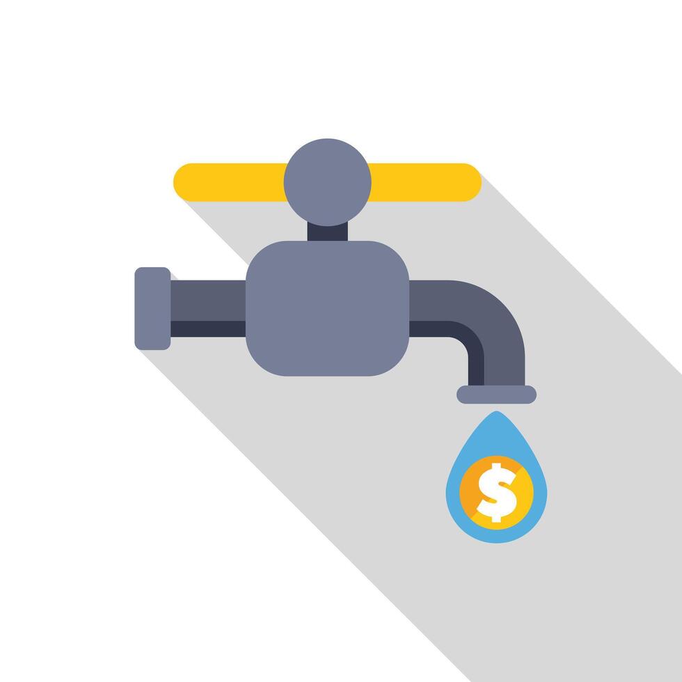 Water tap dripping money illustrating passive income concept vector