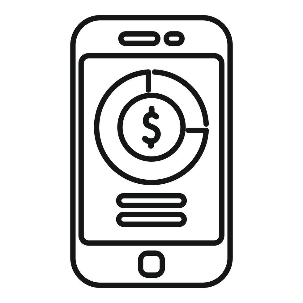 Mobile banking app showing pie chart with dollar sign vector