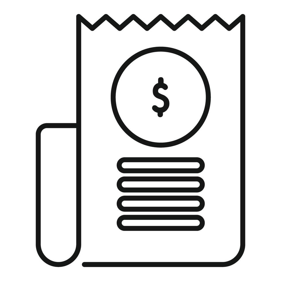 Cash register receipt showing total amount icon vector outline