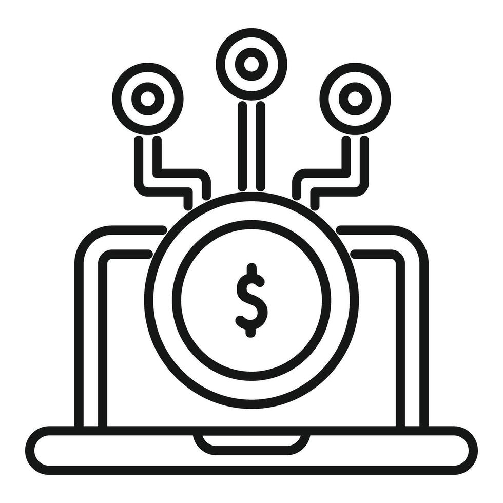 Laptop showing money management with multiple income streams icon vector