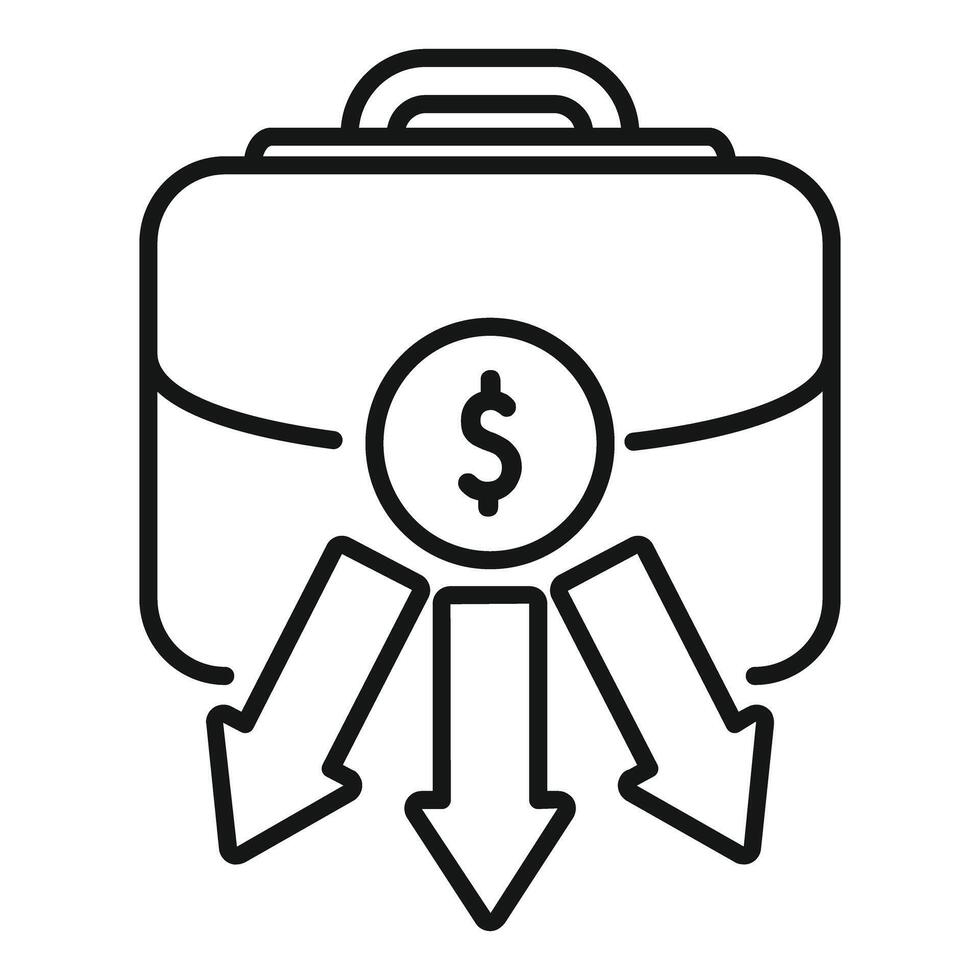 Portfolio money loss icon showing investment decrease vector