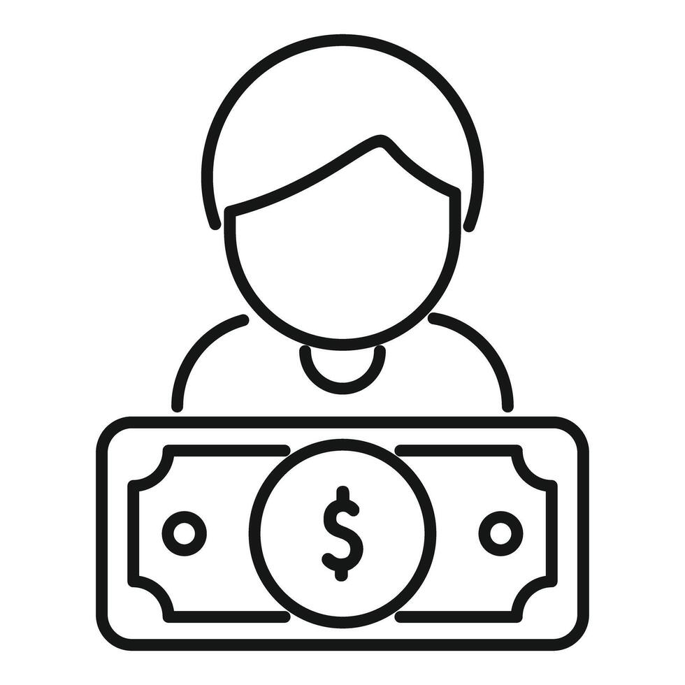 Businessman holding dollar bill finance icon vector