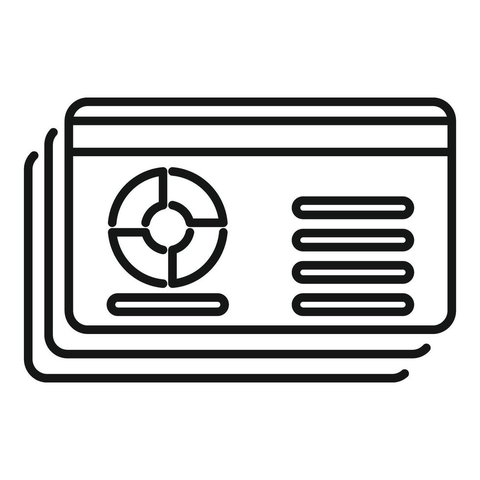 Credit cards stacked with pie chart representing spending analysis vector