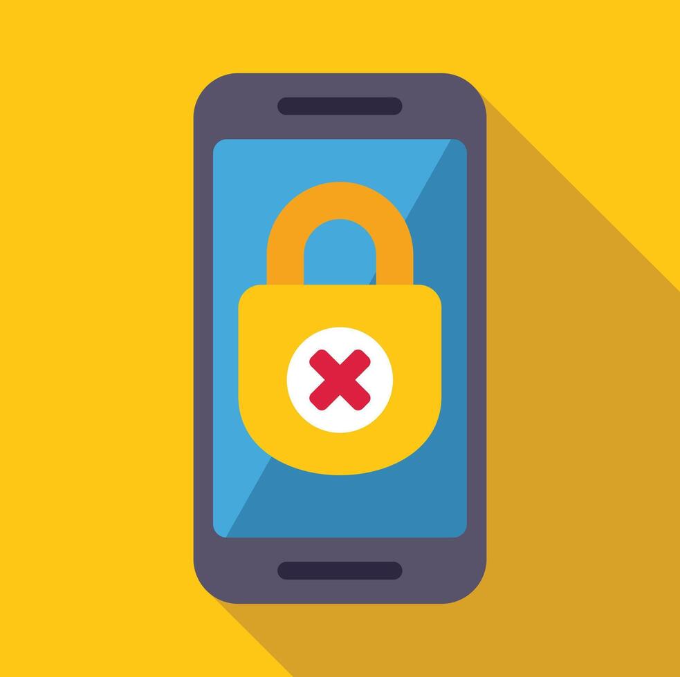 Smartphone showing security breach with unlocked padlock vector
