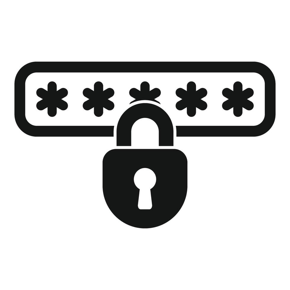 Padlock protecting password with asterisks representing private information vector