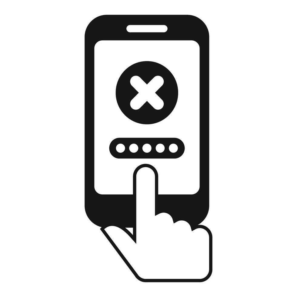 Hand holding smartphone entering incorrect password showing error message vector