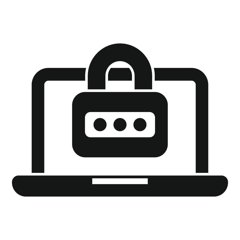 Laptop showing password protection with combination lock vector
