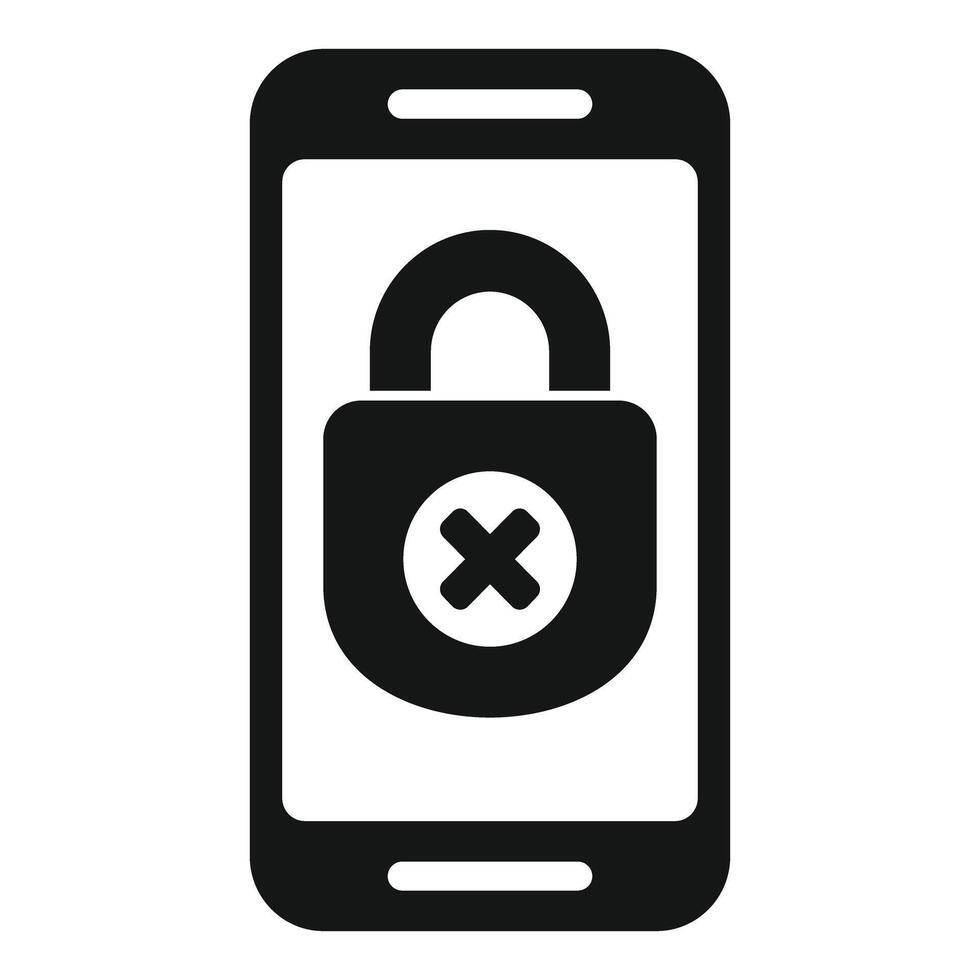 Smartphone showing blocked security lock icon vector