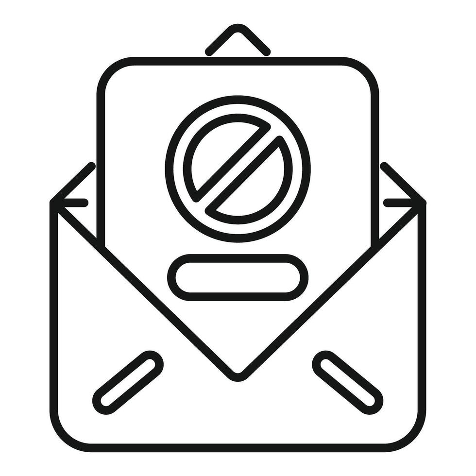 Envelope containing document with stop sign icon representing rejected application vector