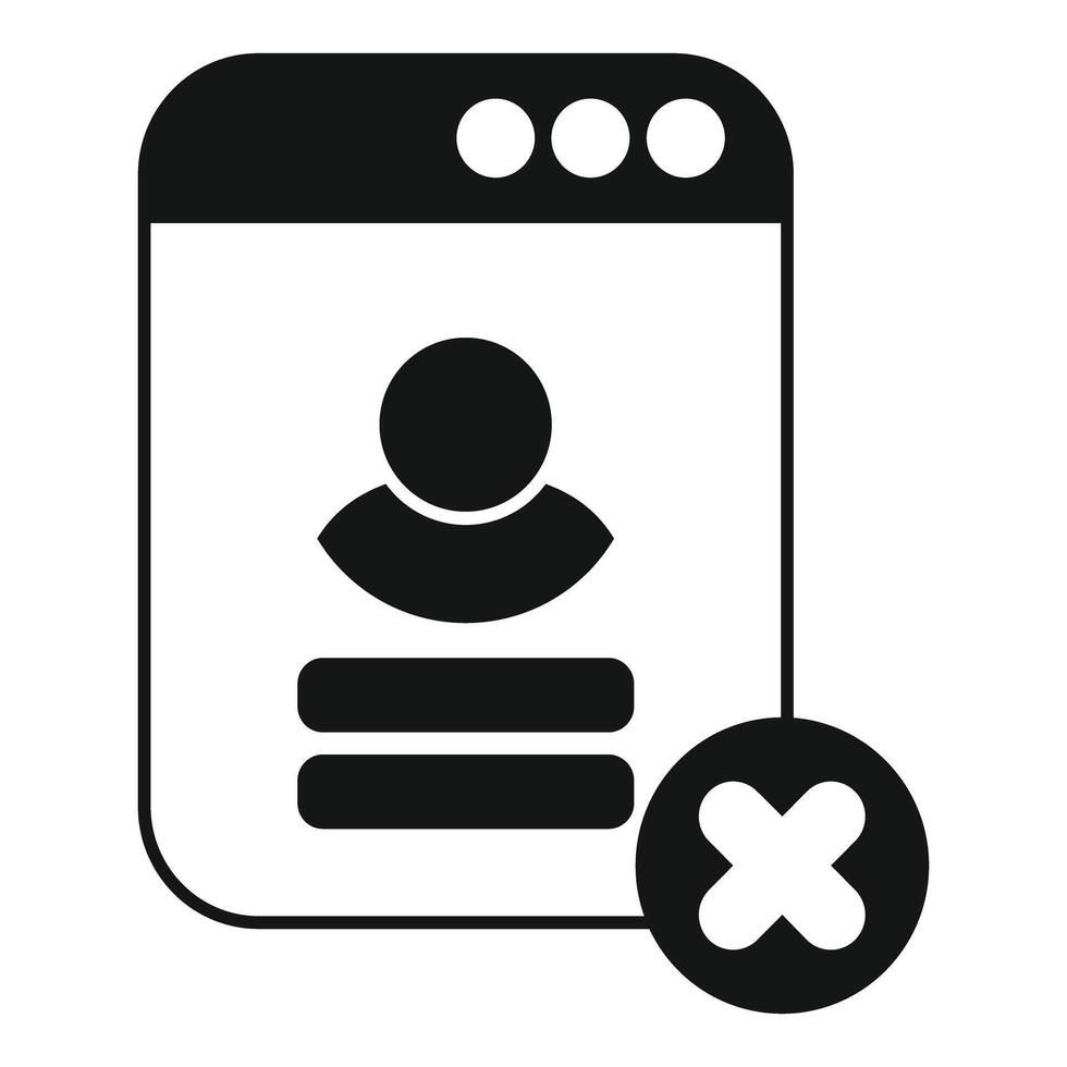 Webpage with user profile being deleted from server vector
