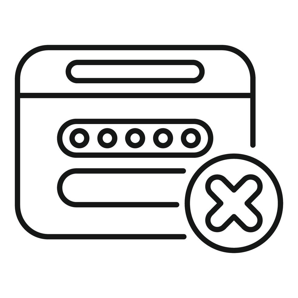 Web page showing wrong password icon in line style vector