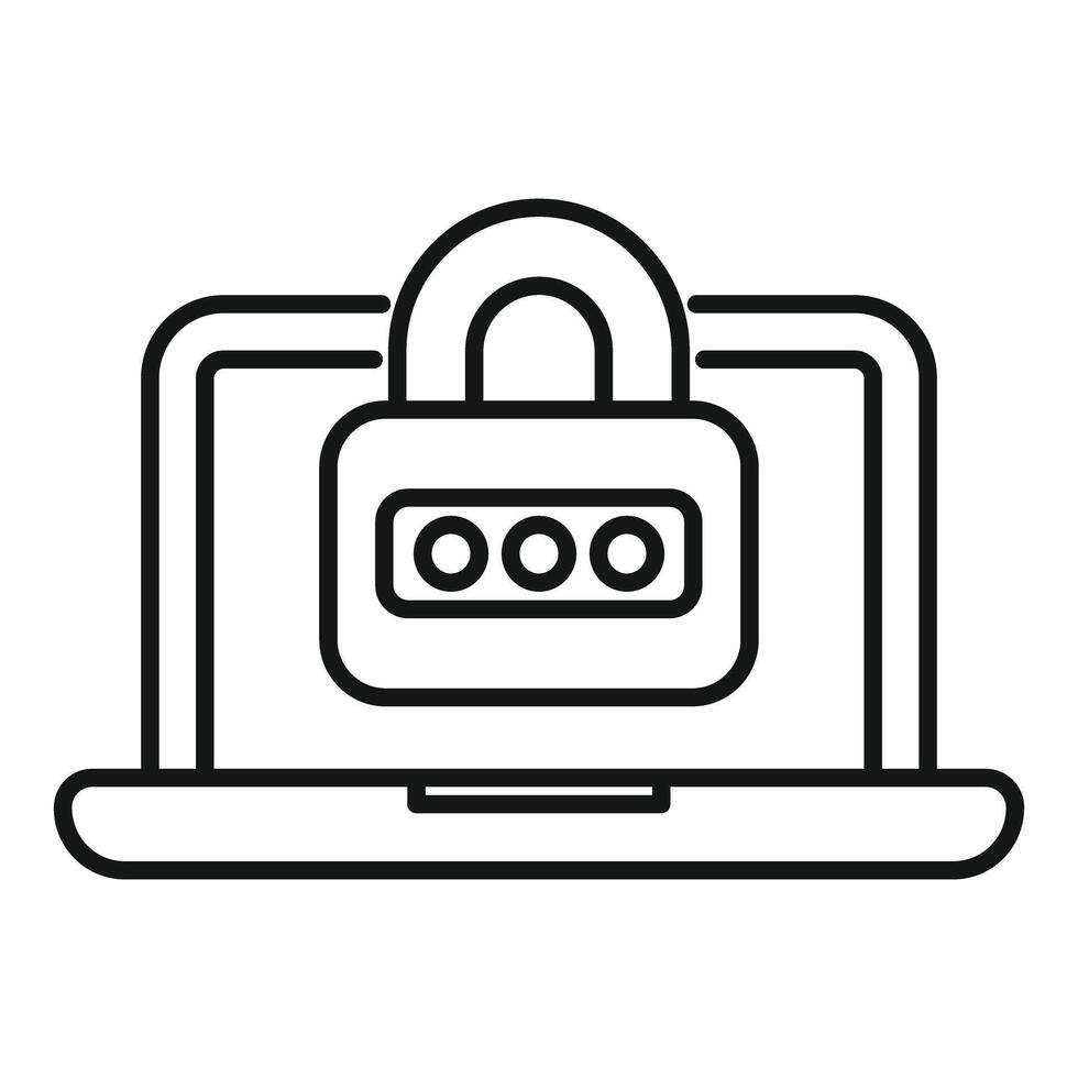 Laptop security system protecting online data with password vector