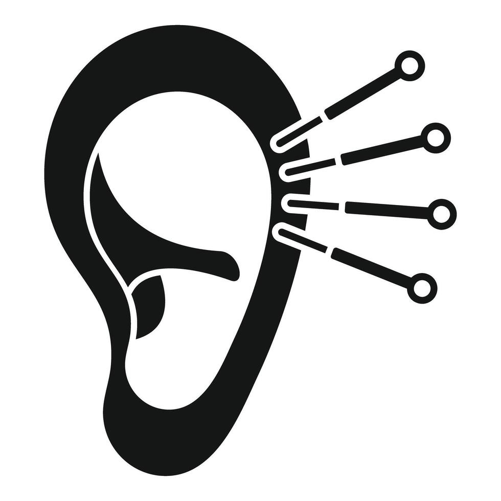 Ear acupuncture treatment with needles stimulating specific points vector