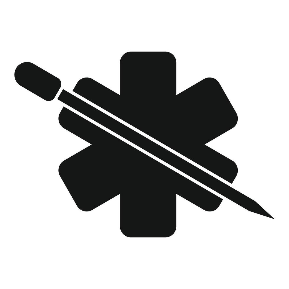 Syringe crossed with medical star icon, simple style vector