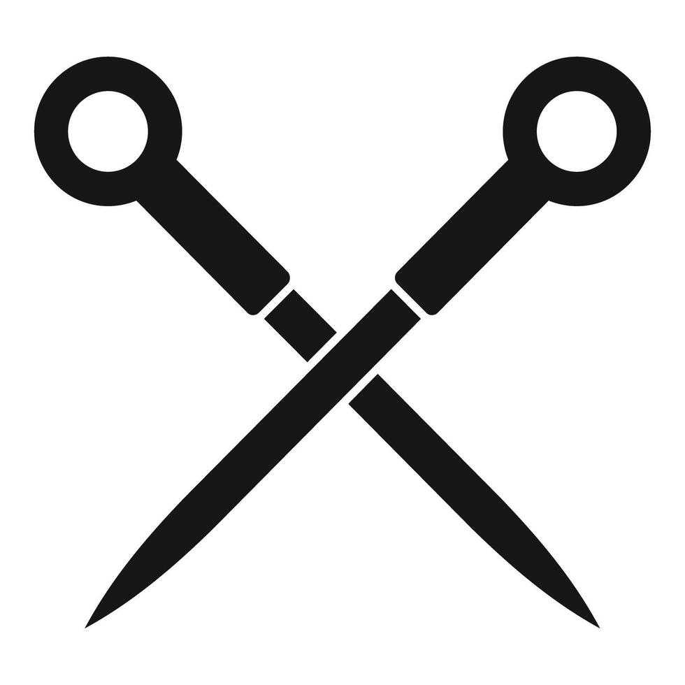 Two awls crossing creating a cross shaped shadow on white background vector