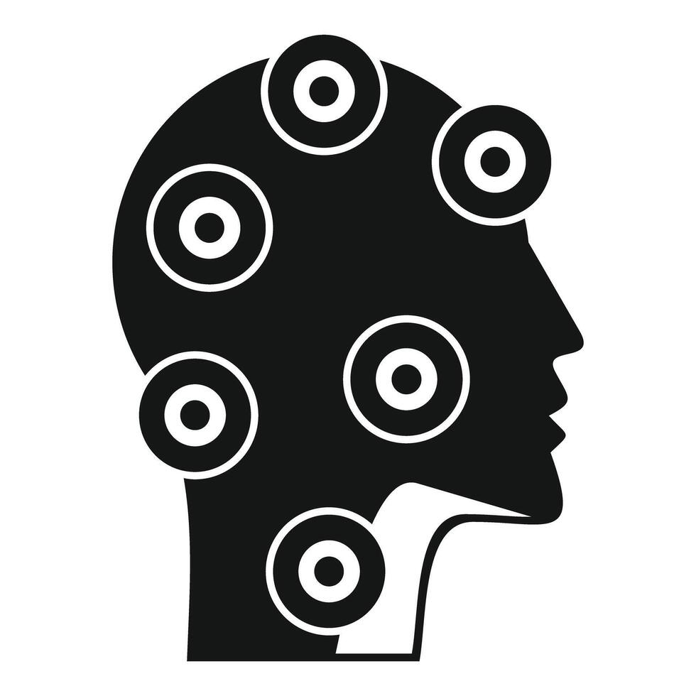 Silhouette head with sensors showing artificial intelligence concept vector