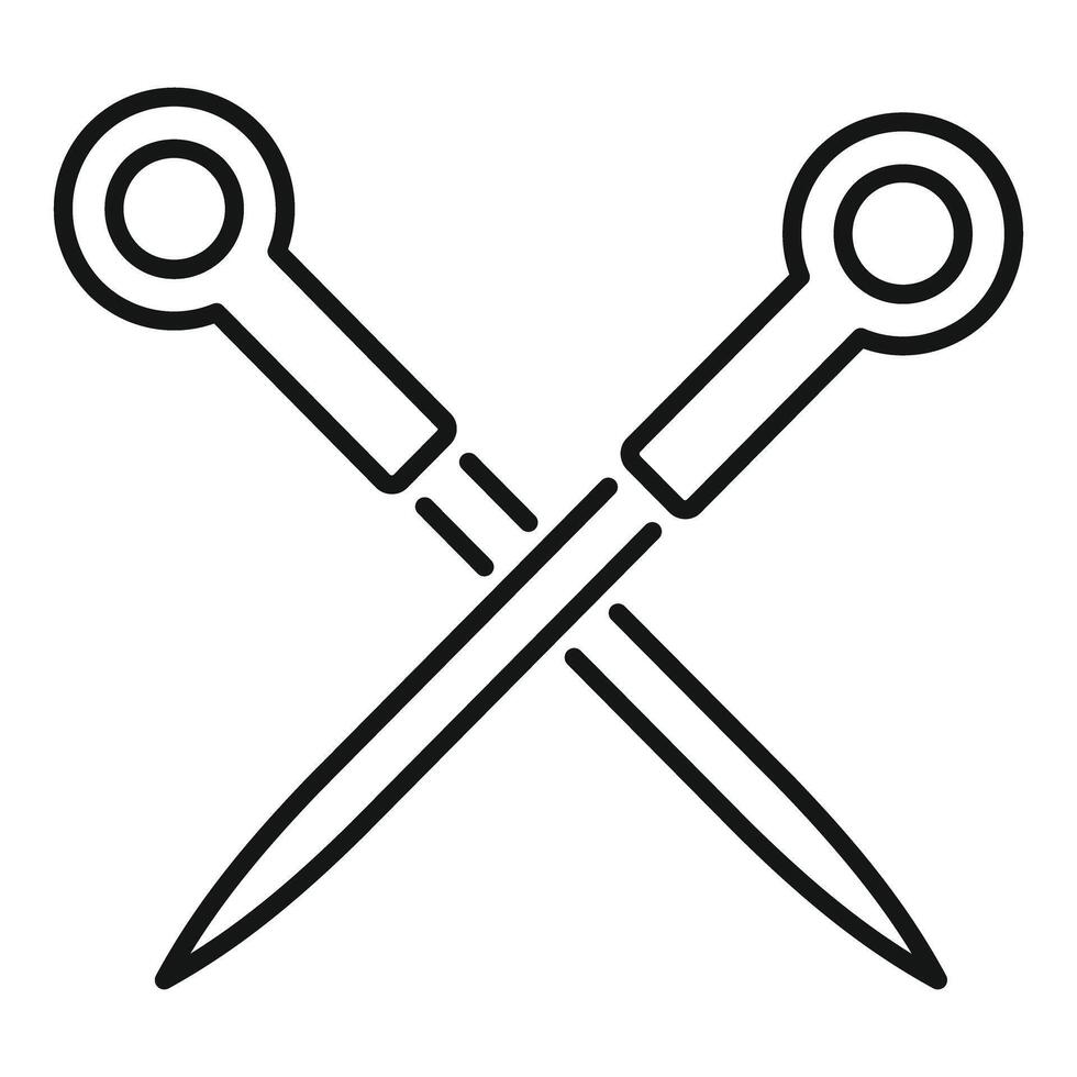 Cross stitch needles forming a cross shape icon vector