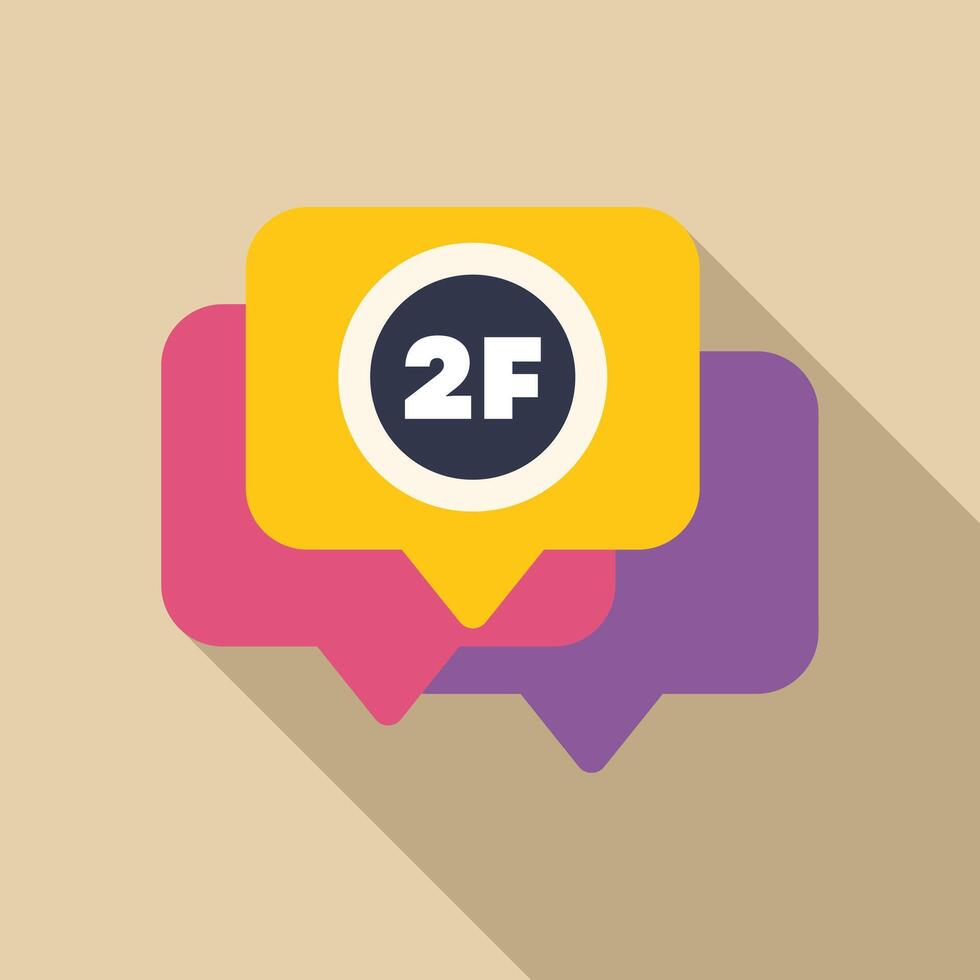 Speech bubble icon with 2f symbol indicating second floor in a building vector