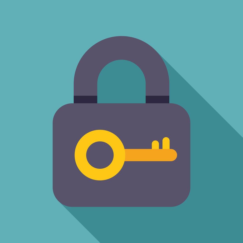 Padlock displaying key security concept flat design icon vector