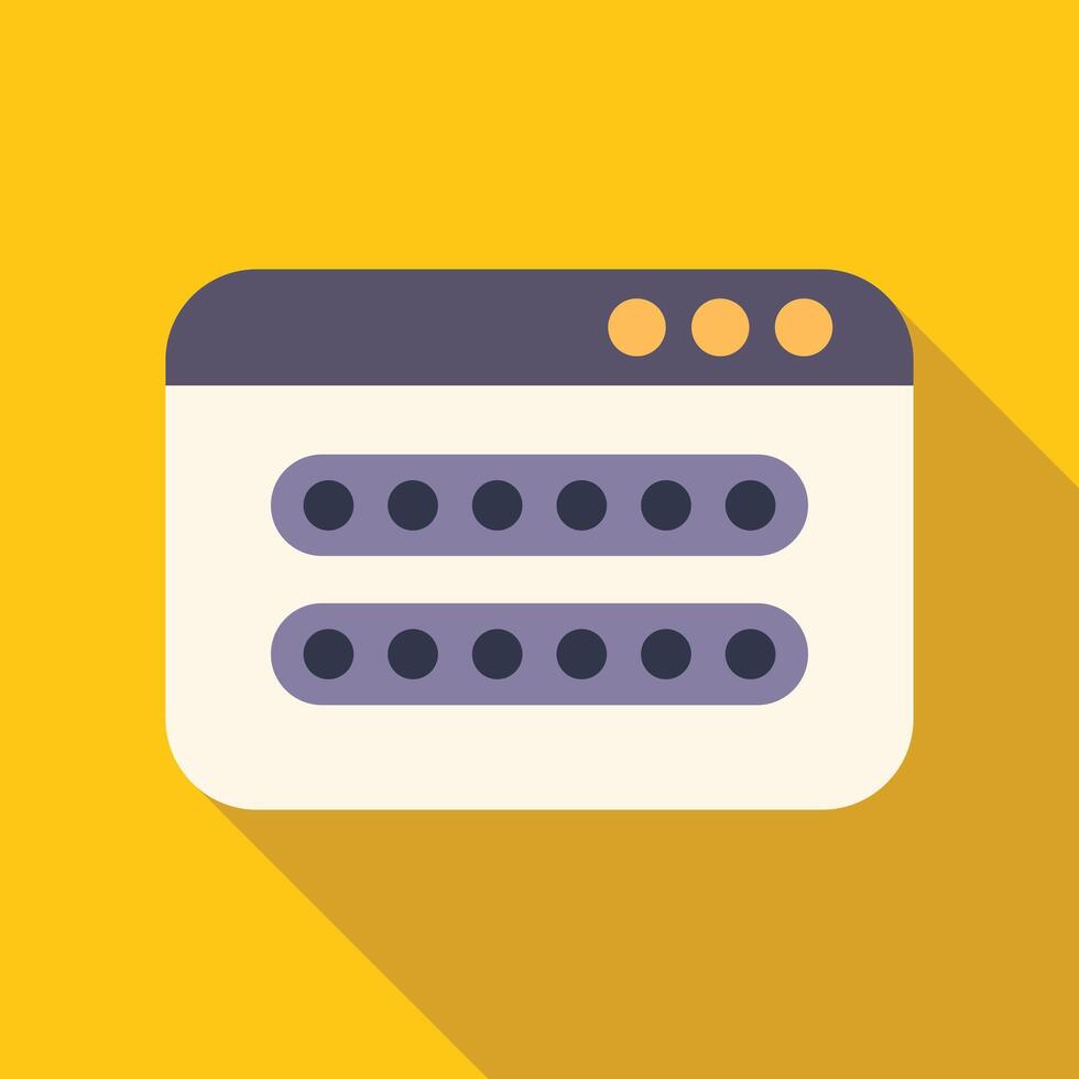 Web browser showing password protection with hidden password dots vector