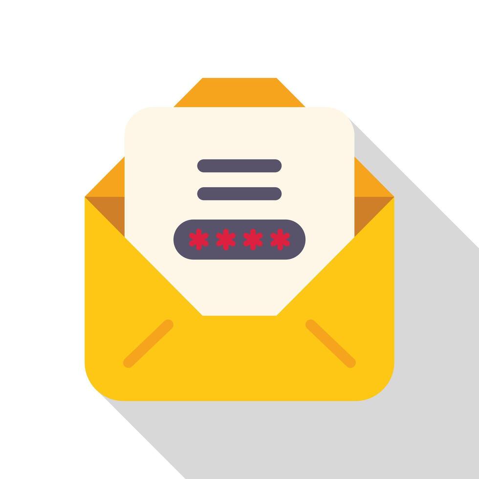 Yellow email containing password protected document for cybersecurity concept vector