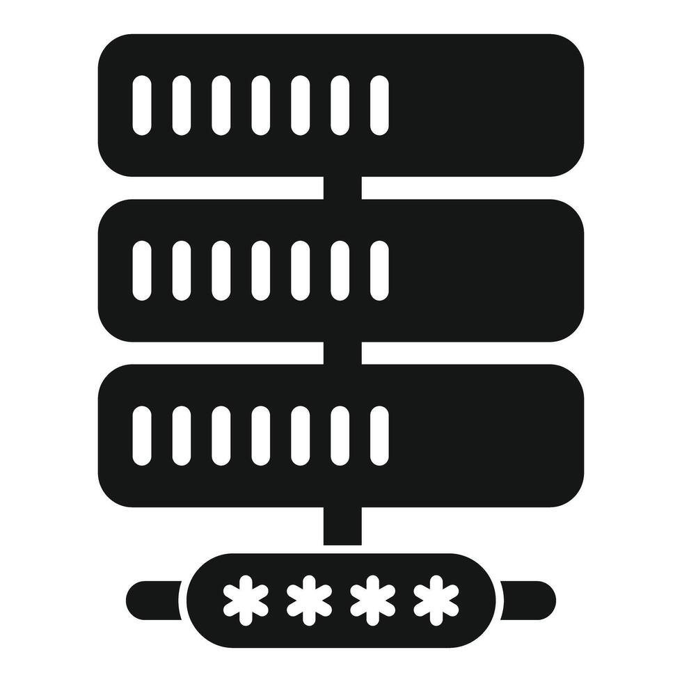 Server icon showing password protected database with firewall vector