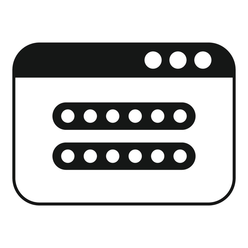 Web browser showing password form with hidden password dots vector