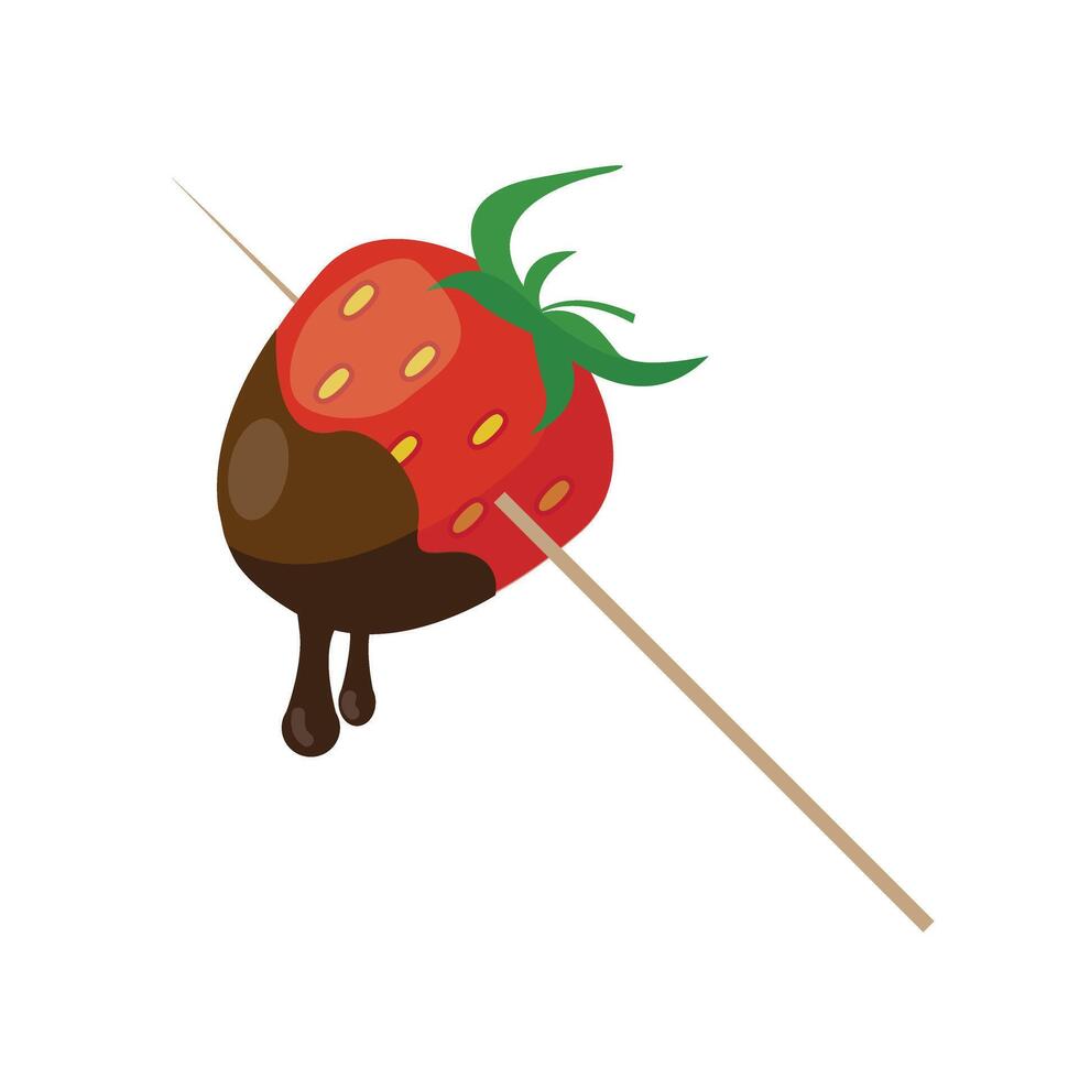 Chocolate covered strawberry. Illustration vector