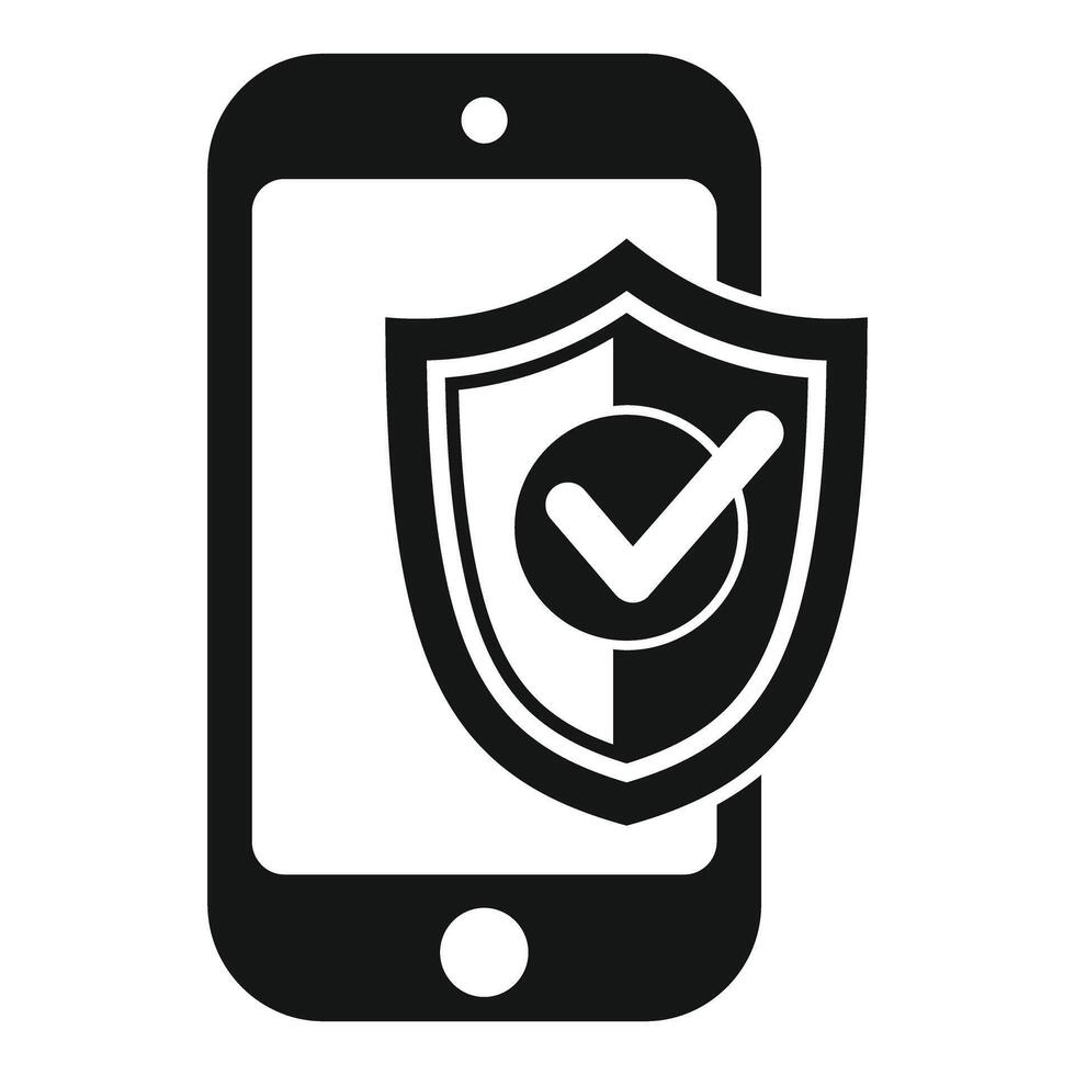 Smartphone being protected with a shield and a check mark vector