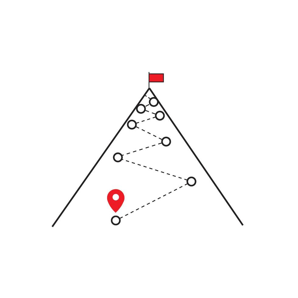 Mountain climb path challenge journey base infographic. growth camp mountain climb way map vector